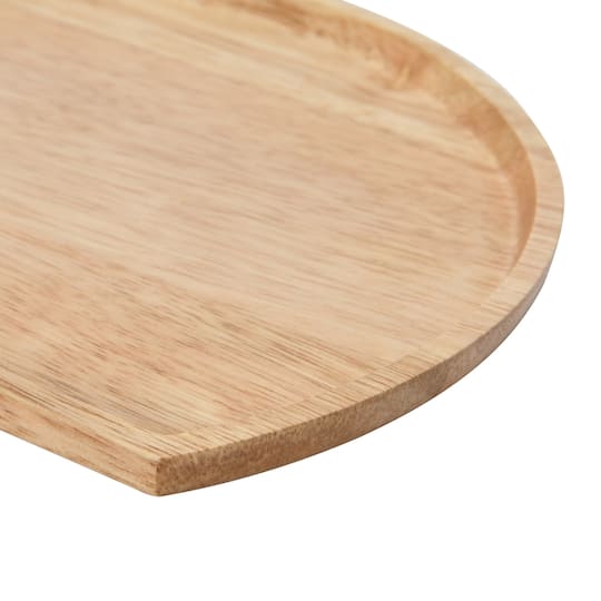 11" Natural Modern Wood Semi Circle Tray